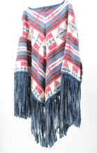 Poncho fringed Aztec design poncho with fringe